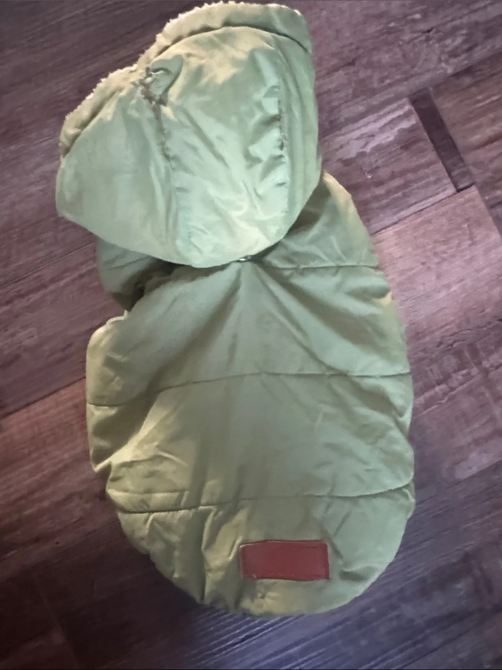 Kids Green Puffer Hooded Pet Vest - Soft Sherpa Lining